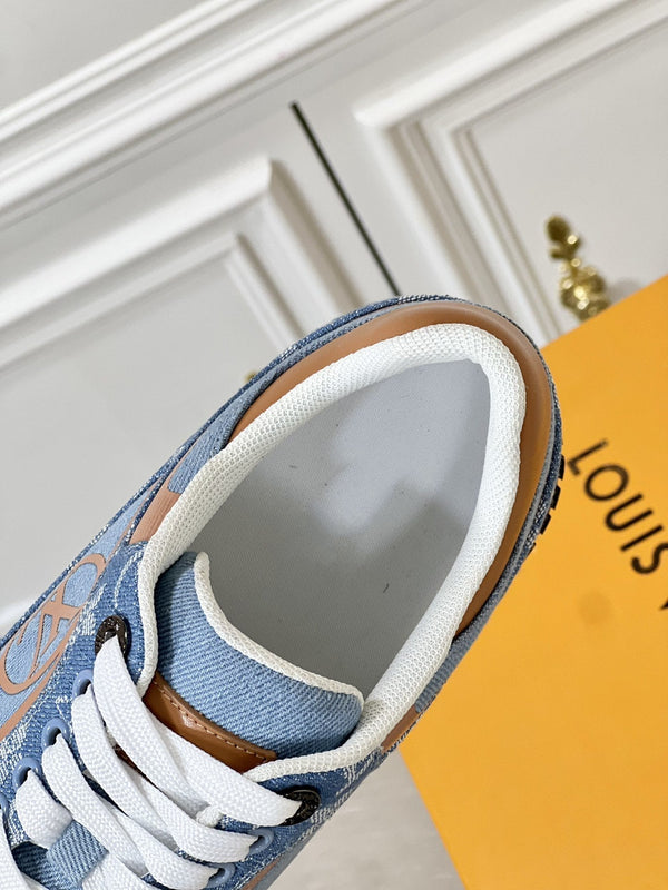 LV RUN AWAY SNEAKER IN BLUE DENIM FABRIC