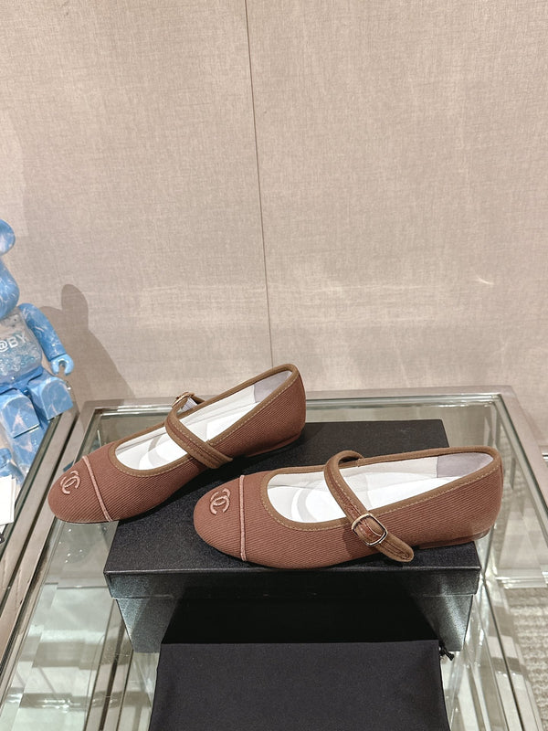 mary jane flat brown corduroy