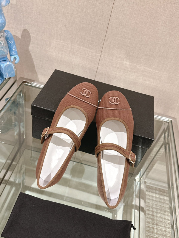 mary jane flat brown corduroy