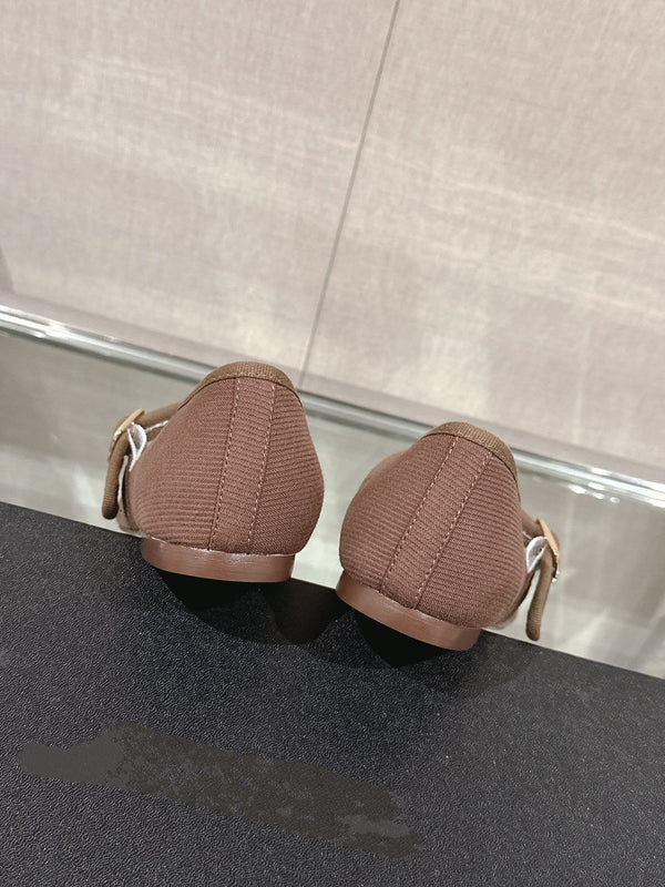 mary jane flat brown corduroy