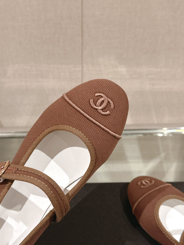 mary jane flat brown corduroy