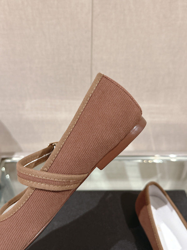 mary jane flat brown corduroy