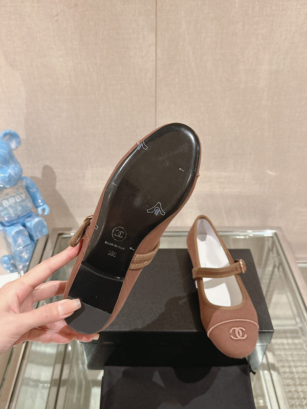 mary jane flat brown corduroy