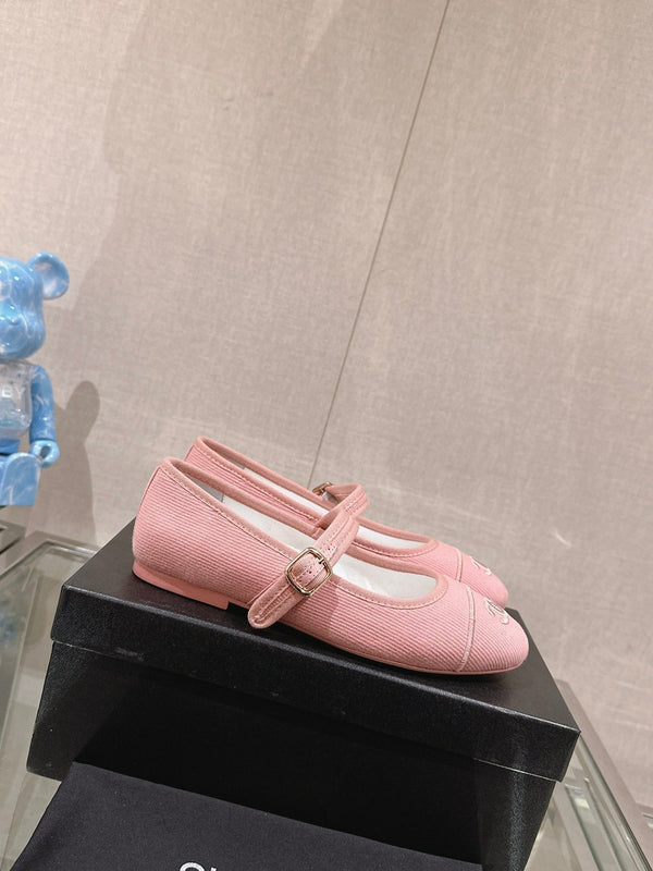 mary jane flat pink corduroy