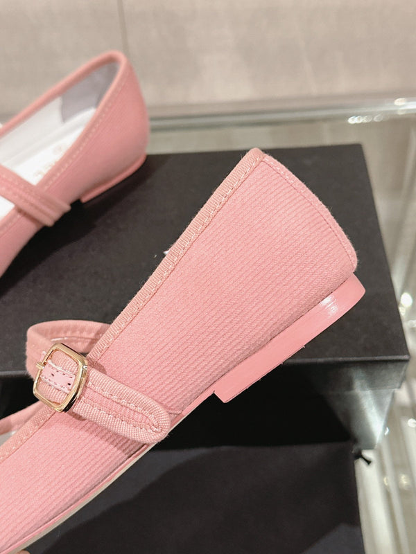 mary jane flat pink corduroy