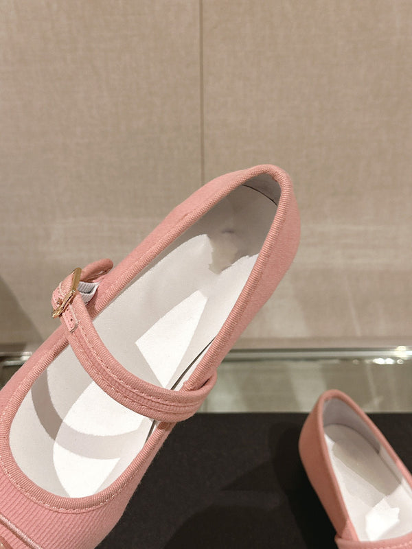 mary jane flat pink corduroy