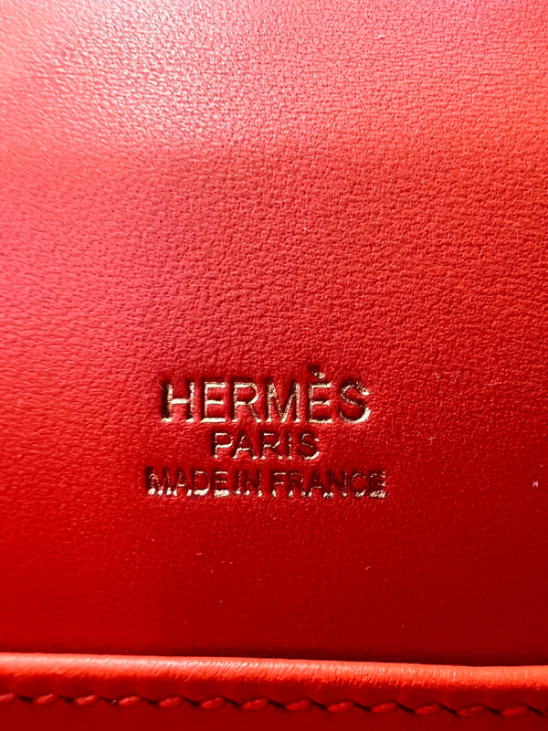 HM KELLY POCHETTE 22CM RED SWIFT GOLD HARDWARE