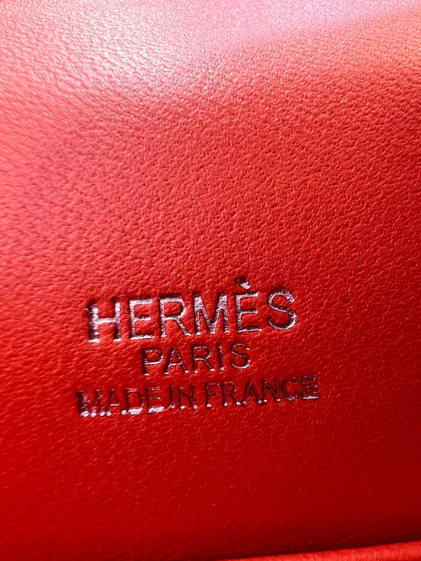 HM KELLY POCHETTE 22CM RED SWIFT SILVER HARDWARE