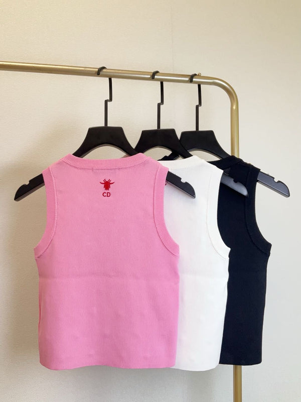 Gilet senza maniche lavorato a maglia con scollo rotondo