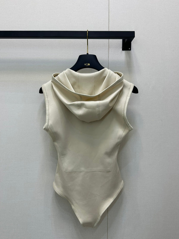 LV25 Opaque White Zip-Up Bodysuit 277732