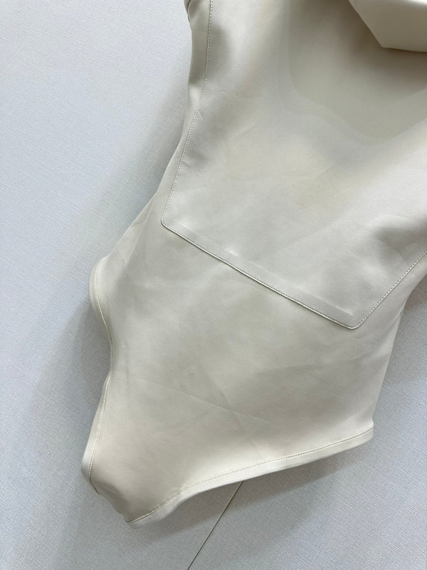 LV25 Opaque White Zip-Up Bodysuit 277732