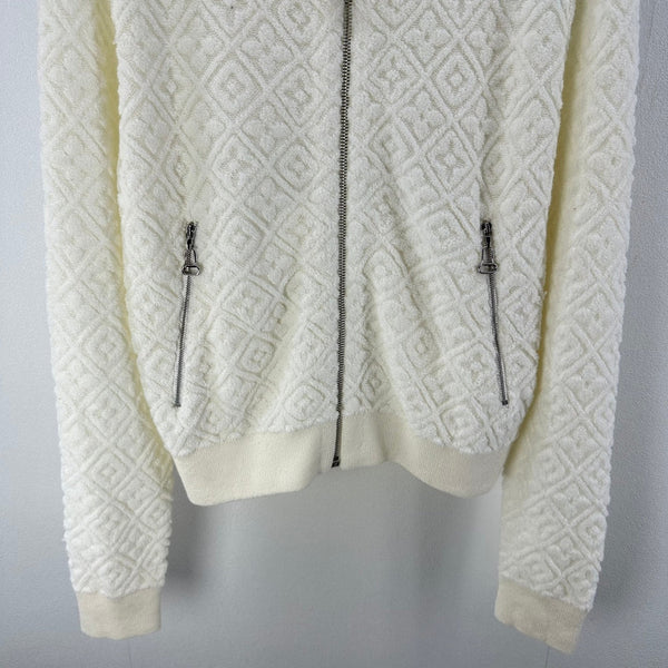 LV Embossed Long-Sleeved Cardigan in Cream Wool 271049