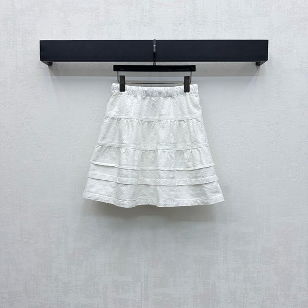 Gonna in denim goffrato LV25, cotone bianco grigio 291767