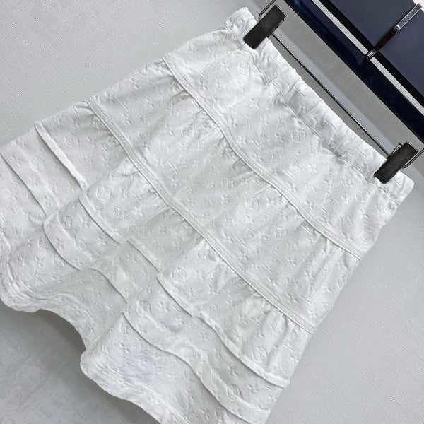 Gonna in denim goffrato LV25, cotone bianco grigio 291767