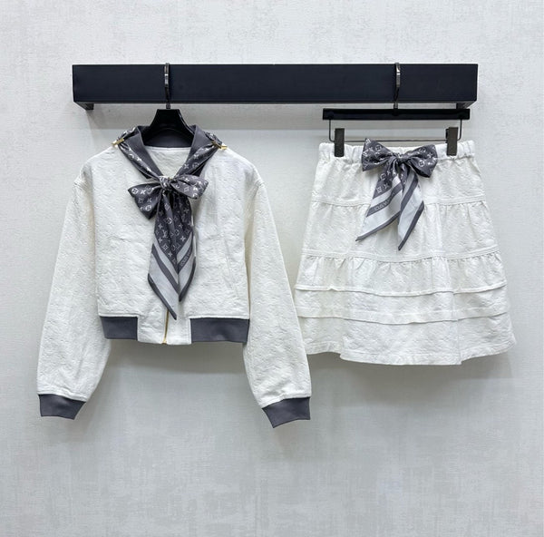 Gonna in denim goffrato LV25, cotone bianco grigio 291767