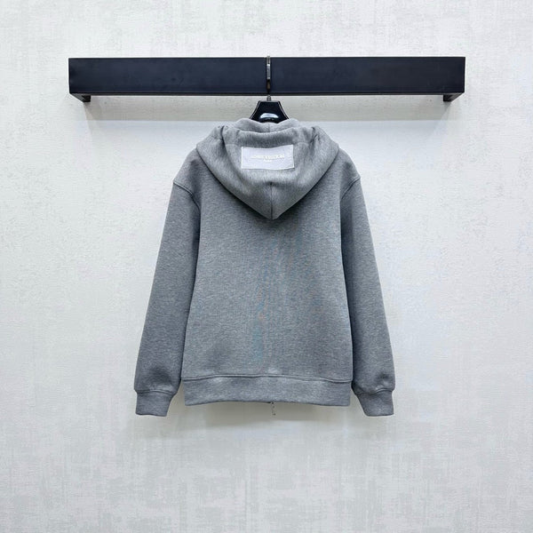 LV25 Silk Scarf Hooded Jacket Gray Cotton 290217