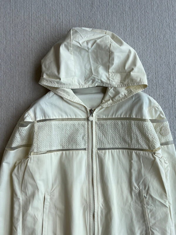 Moncle 25SS Clisson Lace Hollow Hooded Windbreaker Jacket Cream Polyester 242763