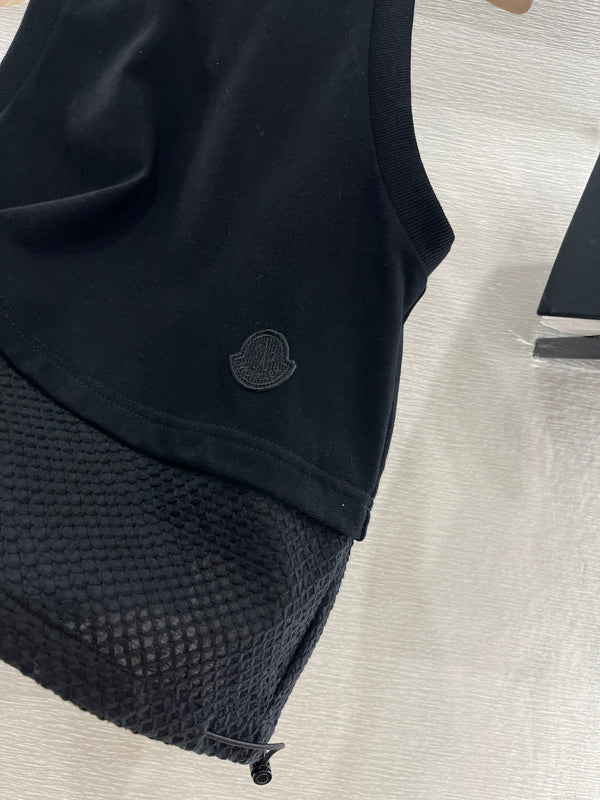 Moncle 25 Mest Vest High Waist Skirt Set Black Cotton 248974