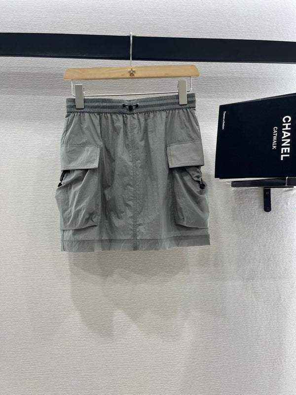 Moncle 25 Hooded Sun-Protective Jacket and Short Skirt Set Gray Nylon 249062