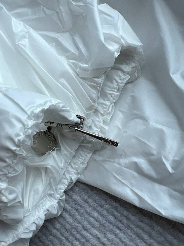 Moncle 25FW Pleated Windbreaker Jacket White Nylon 269679