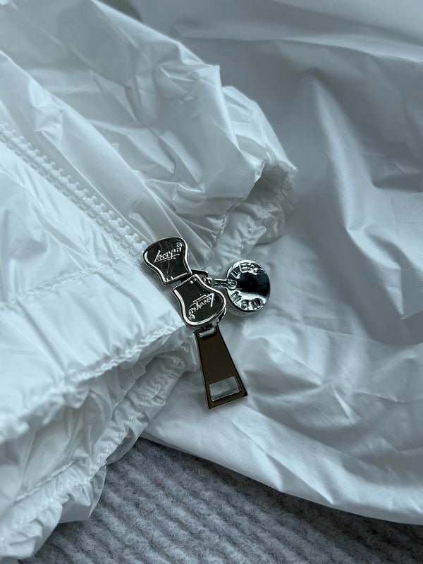 Moncle 25FW Pleated Windbreaker Jacket White Nylon 269679