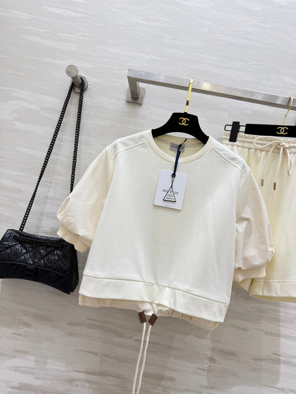 Moncle 25 Hem Drawstring Two-Piece Suit Cream Cotton 277623