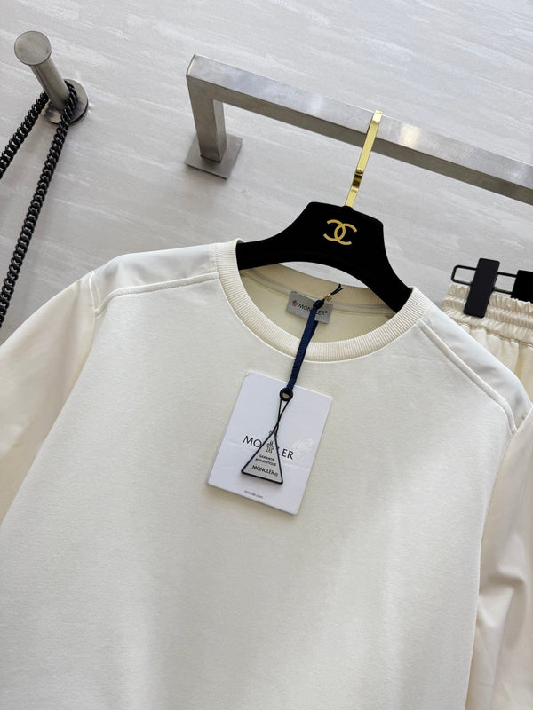 Moncle 25 Hem Drawstring Two-Piece Suit Cream Cotton 277623