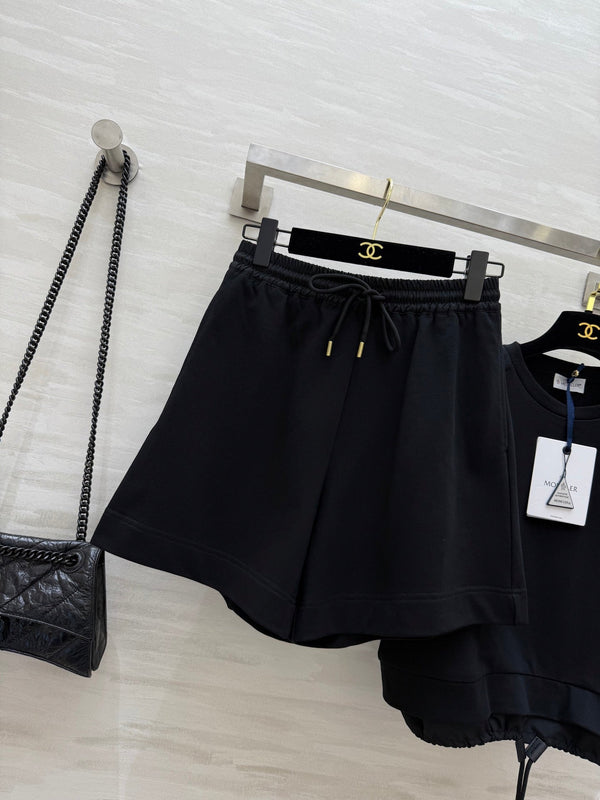 Moncle 25 Hem Drawstring Two-Piece Suit Black Cotton 277619