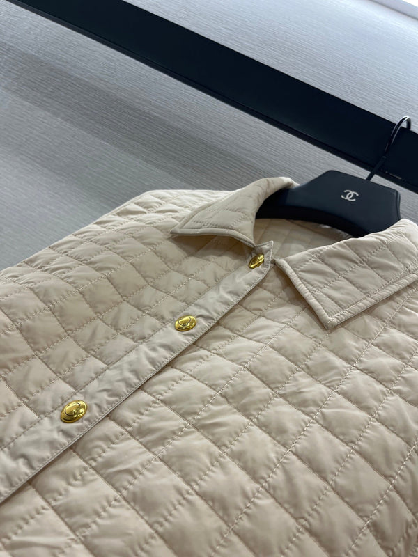 Moncle 25 Lapel Paid Padded Jacket Beige Polyester 286783