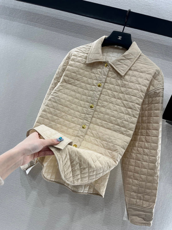 Moncle 25 Lapel Paid Padded Jacket Beige Polyester 286783