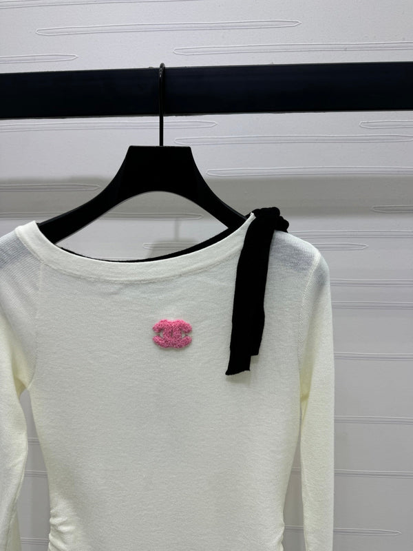 PULL MANCHES LONGUES EN TRICOT AVEC RUBAN CHANEL STYLE 288