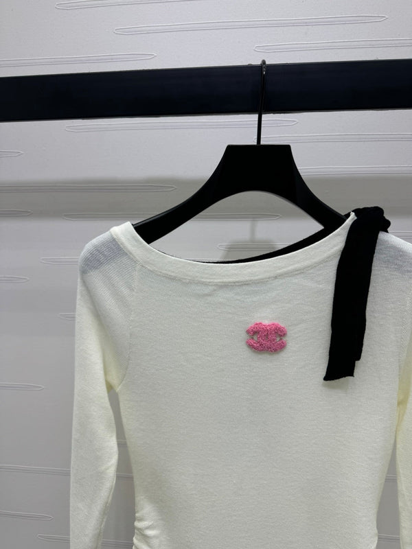PULL MANCHES LONGUES EN TRICOT AVEC RUBAN CHANEL STYLE 288