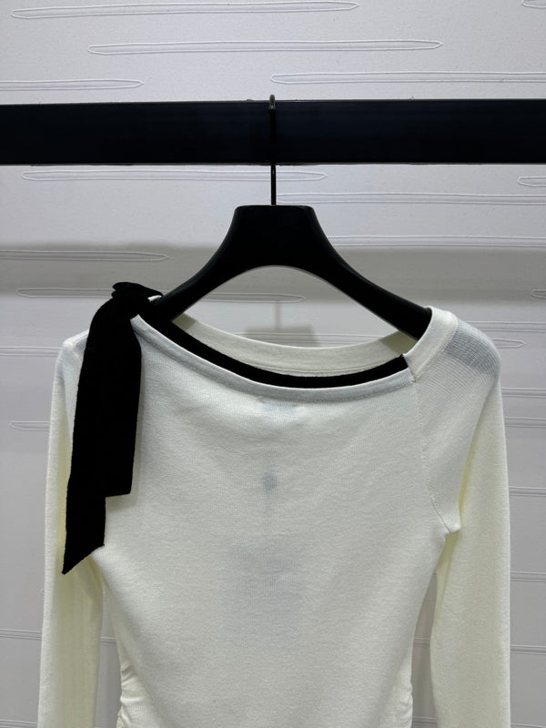 PULL MANCHES LONGUES EN TRICOT AVEC RUBAN CHANEL STYLE 288