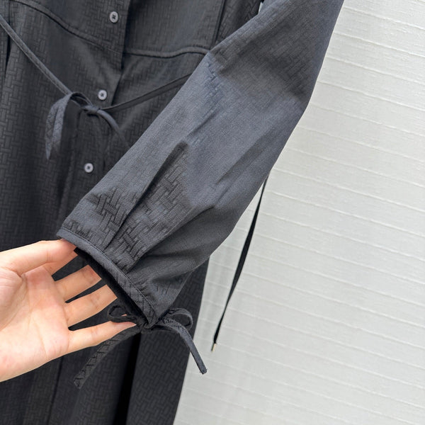 Hm Trench Coat H Dark Pattern Black Cotton