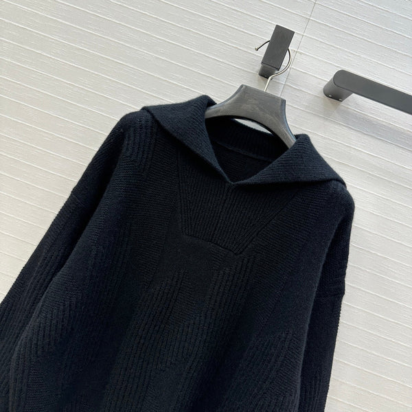 HM Letter Sweater in Black Cashmere