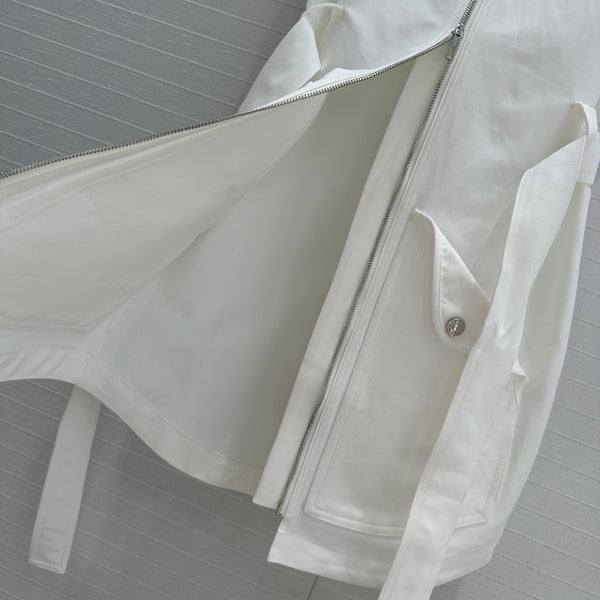 HM Majia Zipped Sleeveless Dress in White Cotton