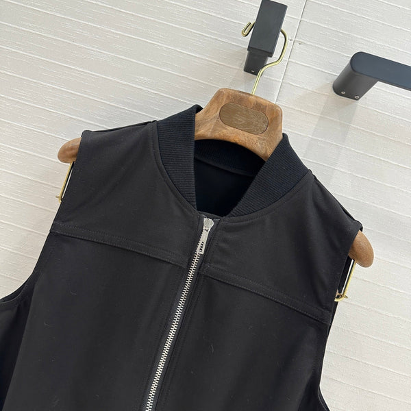 HM Majia Zipped Sleeveless Dress in Black Cotton