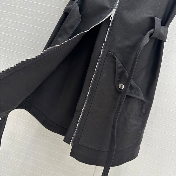 HM Majia Zipped Sleeveless Dress in Black Cotton