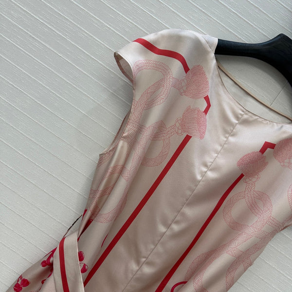 HM 25S Palefroi Remix Sleeveless Dress Graphic Print in Pink Silk