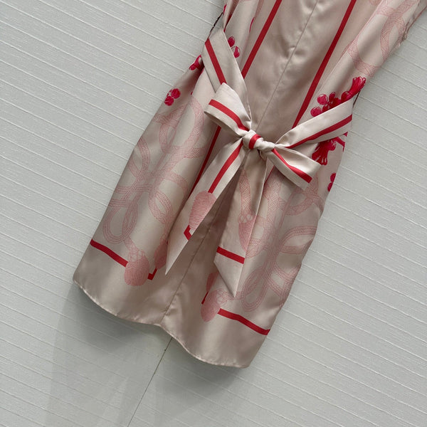 HM 25S Palefroi Remix Sleeveless Dress Graphic Print in Pink Silk