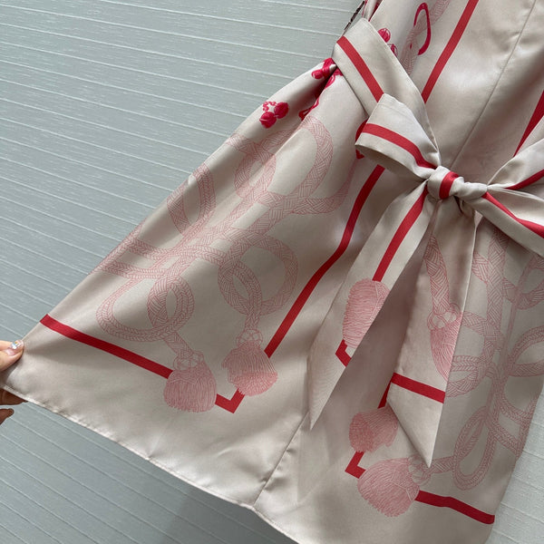 HM 25S Palefroi Remix Sleeveless Dress Graphic Print in Pink Silk