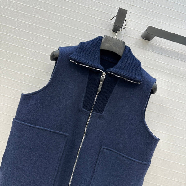 HM 25S Zipped Vest in Blue Cashmere