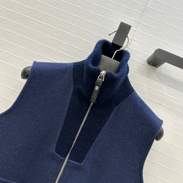 HM 25S Zipped Vest in Blue Cashmere