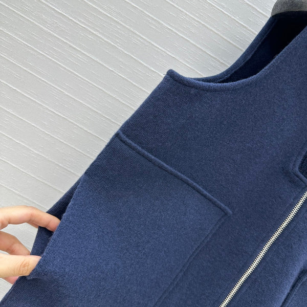 HM 25S Zipped Vest in Blue Cashmere