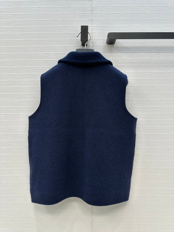 HM 25S Zipped Vest in Blue Cashmere