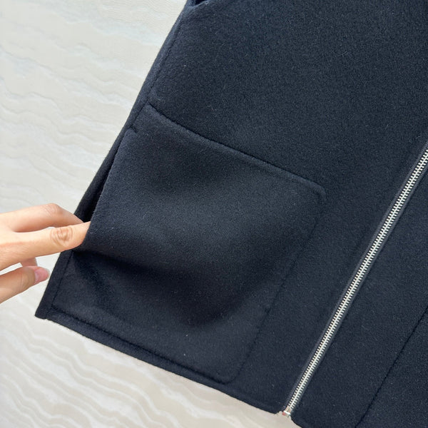 HM 25S Zipped Vest in Blue Wool and Cashmere