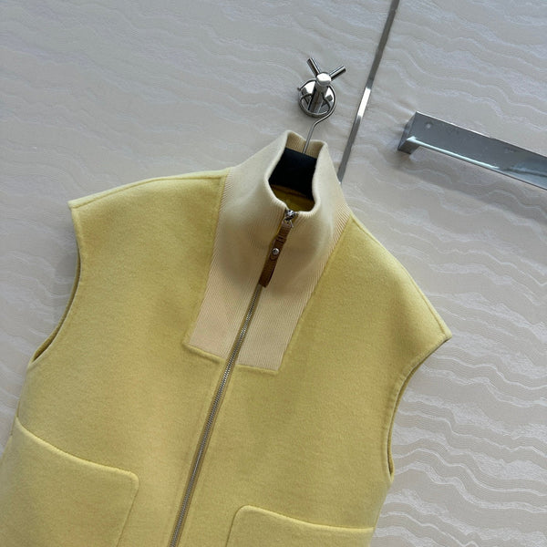 HM 25S Zipped Vest in Light Yellow Wool and Cashmere