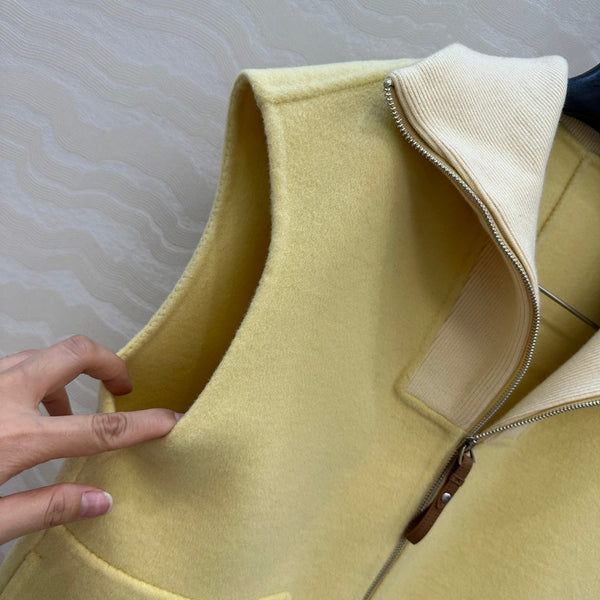 HM 25S Zipped Vest in Light Yellow Wool and Cashmere