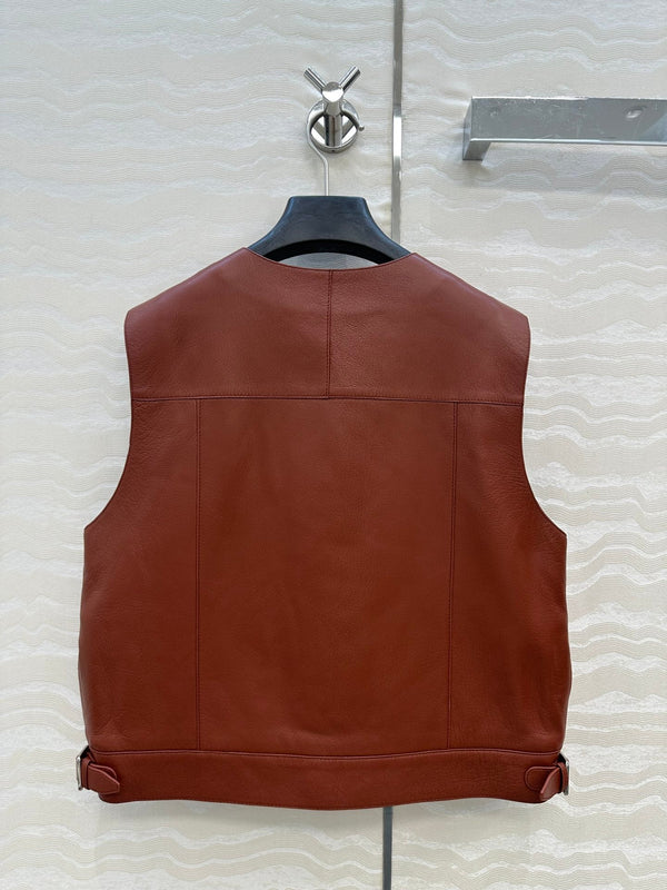 HM 25S Vest in Reddish-Brown Lambskin 297458