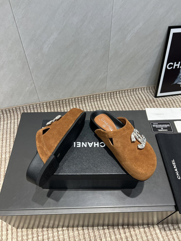 CC 25S Birkenstock Thick-Sole Loafers in Brown Velvet 442541